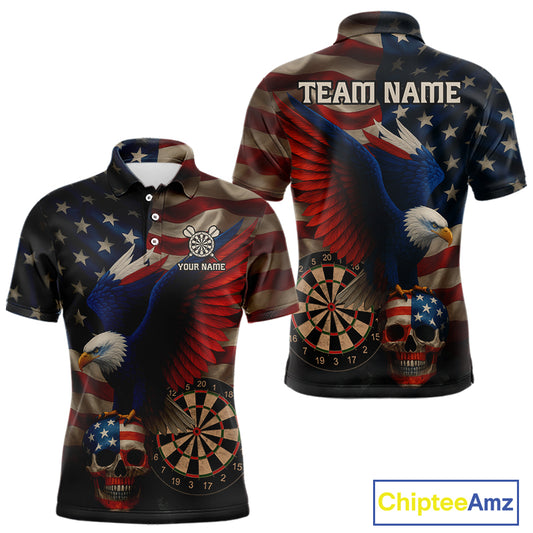 Custom Men's Darts Shirt Eagle US Flag Patriotic Dart Jerseys, Dart Shirts For Lovers NYN1121