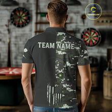 Load image into Gallery viewer, Black Green Military US Flag Digital Camo Skull Custom Men Darts Polo Shirt Dart Gifts NYN1986
