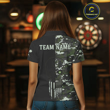 Load image into Gallery viewer, Black Green Military US Flag Digital Camo Skull Custom Men Darts Polo Shirt Dart Gifts NYN1986