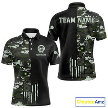 Load image into Gallery viewer, Black Green Military US Flag Digital Camo Skull Custom Men Darts Polo Shirt Dart Gifts NYN1986