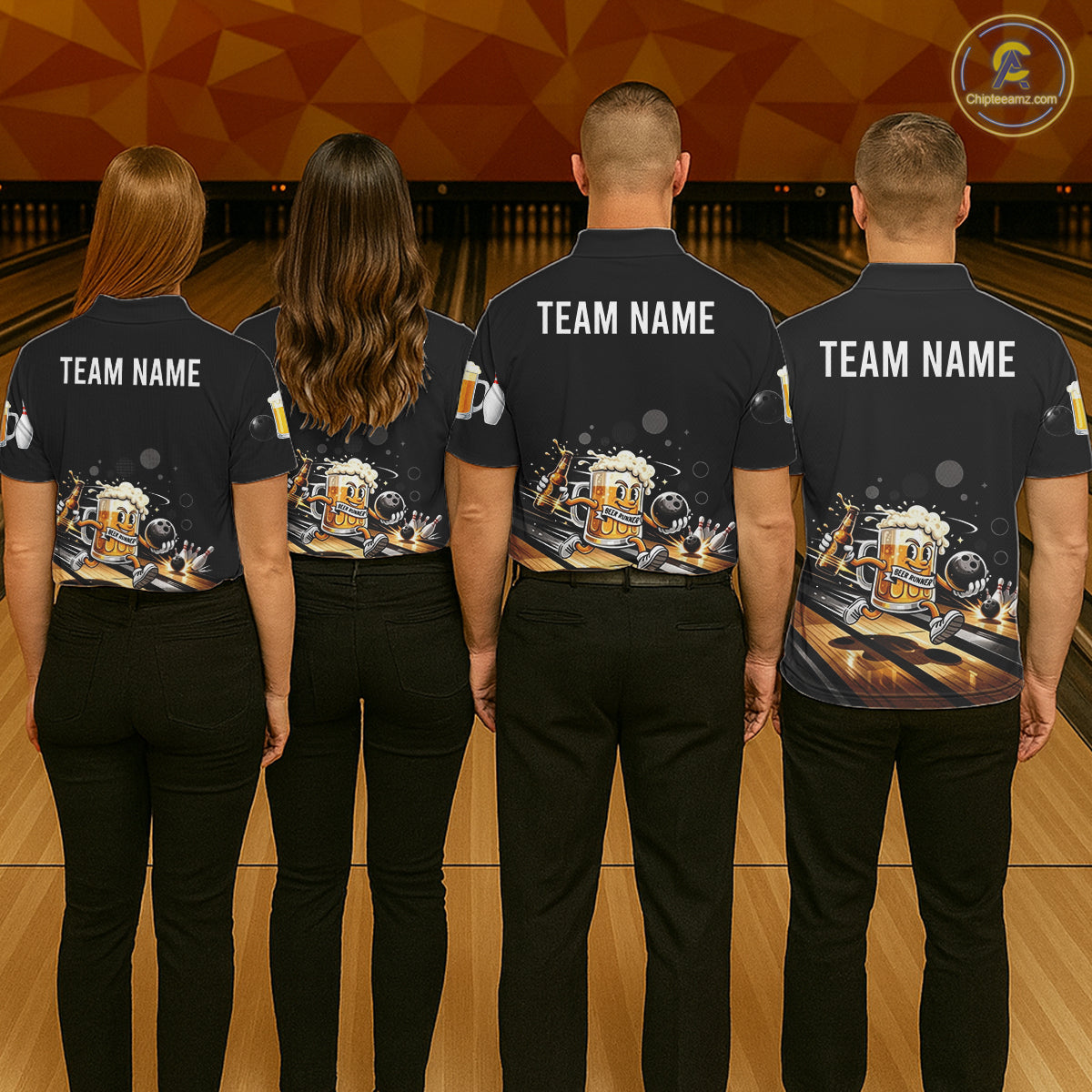 Personalized Beer Runner Funny Bowling Team Shirts For Women Bowling Polo & 1/4-Zip Jersey NYN2724