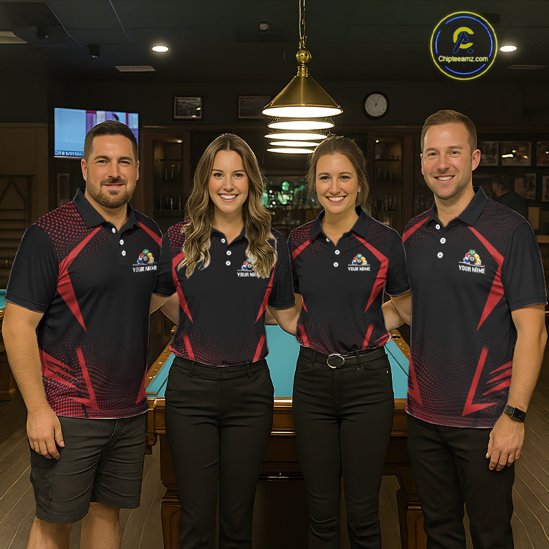 Custom 8 Ball & 9 Ball Women Billiard Shirt Personalized Thunder Red Billiard Pool Team Shirt NYN3090