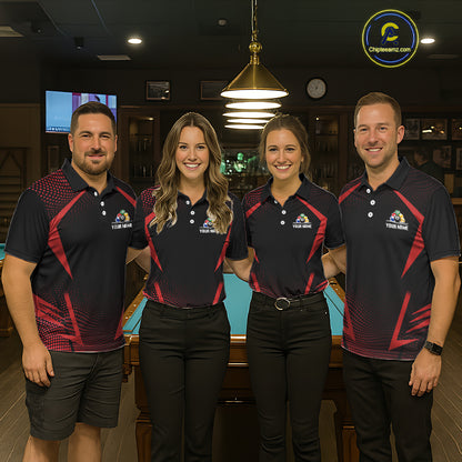 Custom 8 Ball & 9 Ball Women Billiard Shirt Personalized Thunder Red Billiard Pool Team Shirt NYN3090