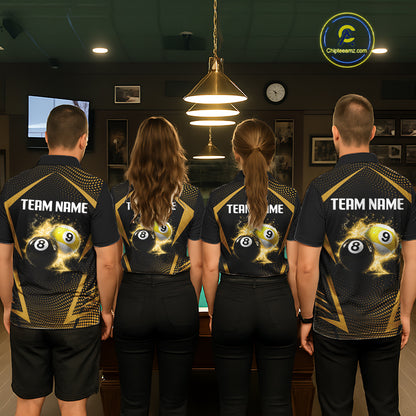 Custom 8 Ball & 9 Ball Women Billiard Shirt Personalized Thunder Yellow Billiard Pool Team Shirt NYN3091