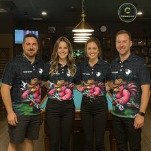 Load image into Gallery viewer, Funny Flamingo Play 8 Ball Pool Billiard Shirt For Men Custom Teal Splatter Billiard Pool Team Shirt NYN3093