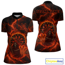 Load image into Gallery viewer, Custom Red Flames Grim Reaper Lightning Dart Women 1/4-Zip Jerseys Outfits Dart Gifts NYN1719