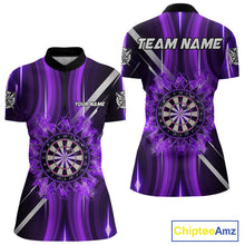 Load image into Gallery viewer, Custom Purple Flames Dartboard Flower Women Darts Quarter-Zip Shirt Dart Team Jersey Gifts NYN1987