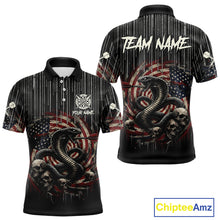 Load image into Gallery viewer, Custom US Flag Cobra Skull Swirl Vintage Men Darts Polo Shirt Retro Dart Jersey Gifts NYN1988