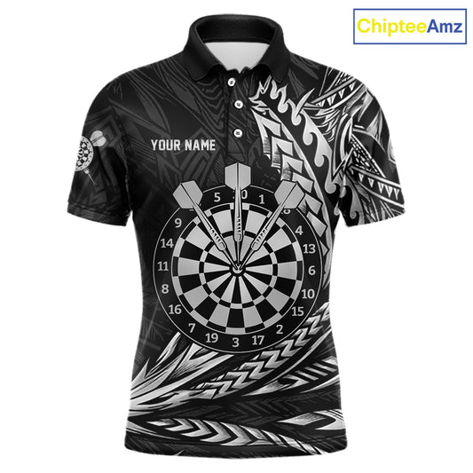 Personalized Black & Silver Tribal Darts Polo & Quarter-Zip Custom Dart Shirts For Men Dart Jerseys  NYN2886