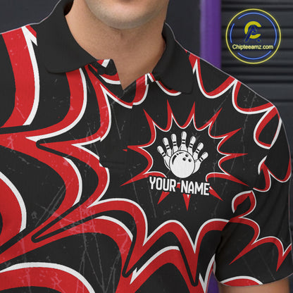 Male bowler wearing Funny Rabbit bowling jersey, personalized men's bowling shirt