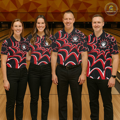 Men women bowling team wearing Funny Rabbit custom bowling uniforms, league bowling apparel