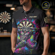 Load image into Gallery viewer, Colorful Splatter Funny Wolf Dartboard Custom Darts Polo Shirt For Men Dart Team Gifts NYN2001