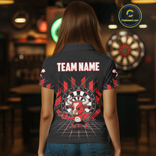 Load image into Gallery viewer, Custom Black And Red Geometry Funny Bull Dart Arrow Polo Dart Shirt For Women Dart Jerseys NYN2008