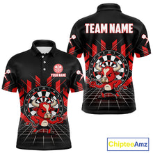 Load image into Gallery viewer, Custom Black And Red Geometry Funny Bull Dart Arrow Polo Dart Shirt For Men Dart Jerseys NYN2008
