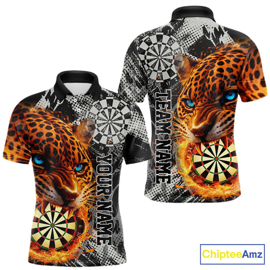 Orange Leopard Flame Dartboard Custom Men Darts Polo League Shirts Grunge Dart Jerseys NYN2241