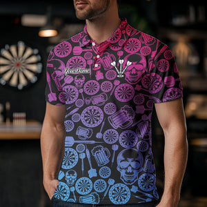 Colorful Gradient Dartboards Funny Dart Shirts For Men, Custom Dart Jerseys NYN0008
