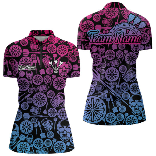Colorful Gradient Dartboards Funny Dart Shirts For Women, Custom Dart Jerseys NYN0008