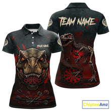 Load image into Gallery viewer, Red Splatter Grunge Dinosaur Darts Shirt For Women Custom Skeleton Horror Team Dart Jerseys NYN3118