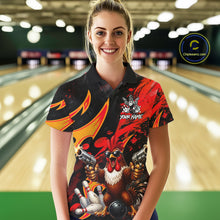 Load image into Gallery viewer, Red And Yellow Rooster Gun Women Bowling Shirt Custom Funny Grunge Cute Bowling Team Outfits NYN3279