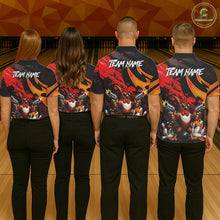 Load image into Gallery viewer, Red And Yellow Rooster Gun Women Bowling Shirt Custom Funny Grunge Cute Bowling Team Outfits NYN3279