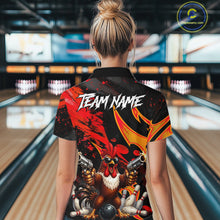 Load image into Gallery viewer, Red And Yellow Rooster Gun Women Bowling Shirt Custom Funny Grunge Cute Bowling Team Outfits NYN3279