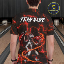 Load image into Gallery viewer, Thunder Lightning Dragon Bowling Shirt For Men Custom Fire Flame Bowling Team Outfits | Red NYN3282