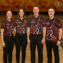 Load image into Gallery viewer, Thunder Lightning Dragon Bowling Shirt For Men Custom Fire Flame Bowling Team Outfits | Red NYN3282