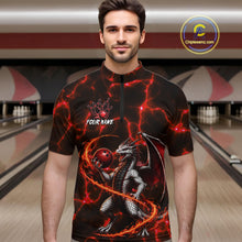 Load image into Gallery viewer, Thunder Lightning Dragon Bowling Shirt For Men Custom Fire Flame Bowling Team Outfits | Red NYN3282