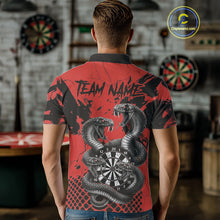 Load image into Gallery viewer, Black And Red Multi Cobra Grunge Dartboard Custom Men Polo Darts Shirt Dart Gifts NYN2018