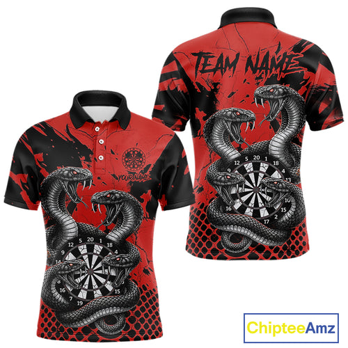 Black And Red Multi Cobra Grunge Dartboard Custom Men Polo Darts Shirt Dart Gifts NYN2018
