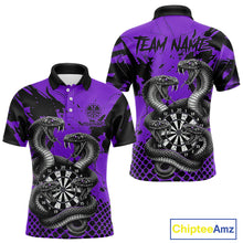 Load image into Gallery viewer, Black And Purple Multi Cobra Grunge Dartboard Custom Men Polo Darts Shirt Dart Gifts NYN2019