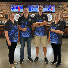 Load image into Gallery viewer, Blue Funny Bull Fire Flame Dartboard Custom Men Darts Quarter-Zip League Shirts Dart Jerseys NYN2245