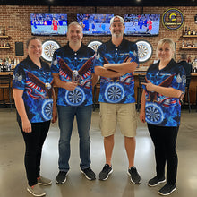 Load image into Gallery viewer, Blue Flames US Flag Eagle Freedom Darts 1/4-Zip Shirt Personalized Patriotic Women Dart Team Jerseys NYN2538