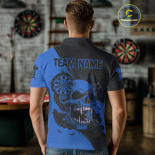 Load image into Gallery viewer, Custom Blue Horror Skull Smokes Dartboard Men Polo Dart Shirt Grunge Dart Jerseys NYN2028