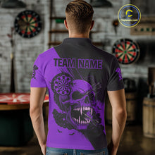 Load image into Gallery viewer, Custom Purple Horror Skull Smokes Dartboard Men Polo Dart Shirt Grunge Dart Jerseys NYN2029