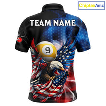 Load image into Gallery viewer, US Flag Eagle Pool 8 Ball &amp; 9 Ball Men's Billiard Shirt Custom Freedom Patriotic Billiard Attire NYN2548
