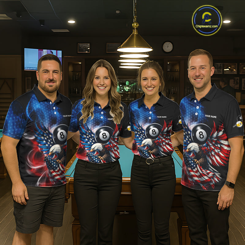 US Flag Eagle Pool 8 Ball & 9 Ball Women's Billiard Shirt Custom Freedom Patriotic Billiard Attire NYN2548