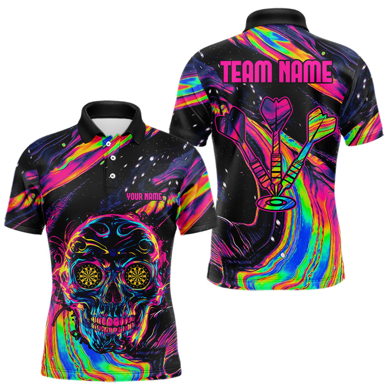 Colorful Psychedelic Skull Custom Dart Shirts For Men, Dart Team Jerseys NYN0020