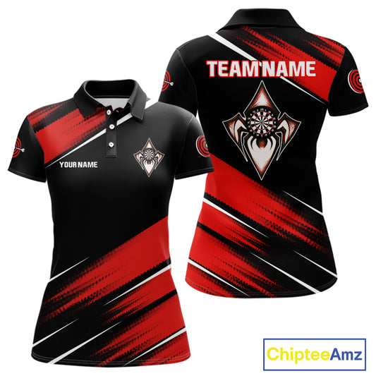 Black And Red Darts Spider Shirt - Custom Team & Player Name - Women’s Darts Shirt NYN0350