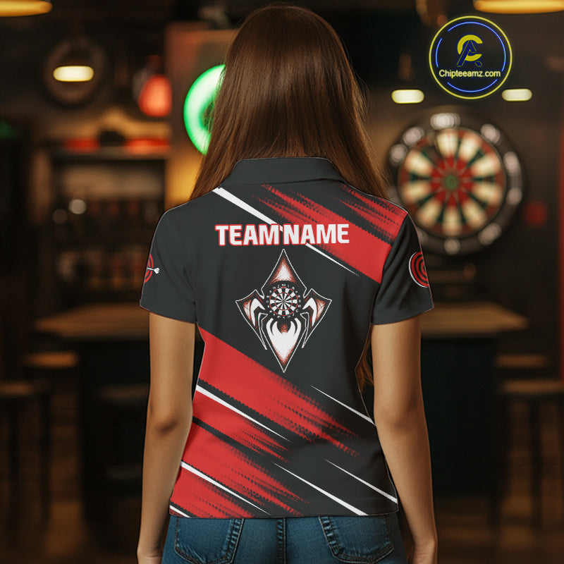 Black And Red Darts Spider Shirt - Custom Team & Player Name - Women’s Darts Shirt NYN0350
