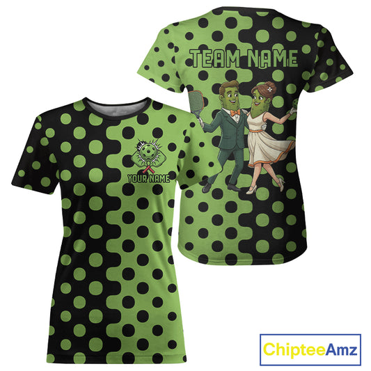 Custom Funny Pickle Dance Pickleball T-Shirt For Women Couple Mr Mrs Pickleball Jerseys NYN1750
