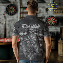 Load image into Gallery viewer, Grey Skull Pattern Dragon Darts League Shirt Custom Retro Skull Men Darts Polo Jersey NYN2049
