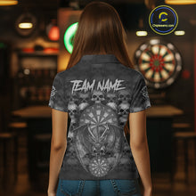 Load image into Gallery viewer, Grey Skull Pattern Dragon Darts League Shirt Custom Retro Skull Women Darts Polo Jersey NYN2049