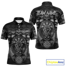 Load image into Gallery viewer, Grey Skull Pattern Dragon Darts League Shirt Custom Retro Skull Men Darts Polo Jersey NYN2049