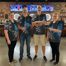 Load image into Gallery viewer, Custom Silver Butterfly Blue Smoking Grunge Dartboard Women Darts Quarter-Zip Shirts Dart Jerseys NYN2266