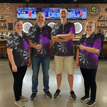 Load image into Gallery viewer, Custom Silver Butterfly Purple Smoking Grunge Dartboard Women Darts Quarter-Zip Shirts Dart Jerseys NYN2268