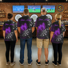 Load image into Gallery viewer, Custom Silver Butterfly Purple Smoking Grunge Dartboard Women Darts Quarter-Zip Shirts Dart Jerseys NYN2268