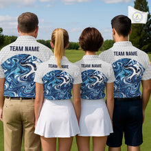 Load image into Gallery viewer, Mens Golf Clothing Blue Fluid Pattern Golf Polo Shirt Custom White Golf Ball Golf Upf Shirts NYN2929