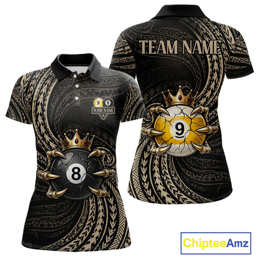 Tribal Pattern Billiard Shirts For Women Custom  Skull Crown 8 Ball And 9 Ball Billiard Team Jersey NYN3134
