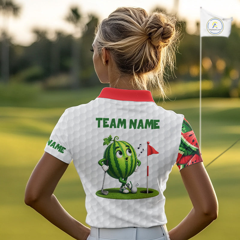 Custom Watermelon Golfer Funny Golf Team Outfits Watermelon Slices Golf Polo Golf Shirts For Women NYN3319